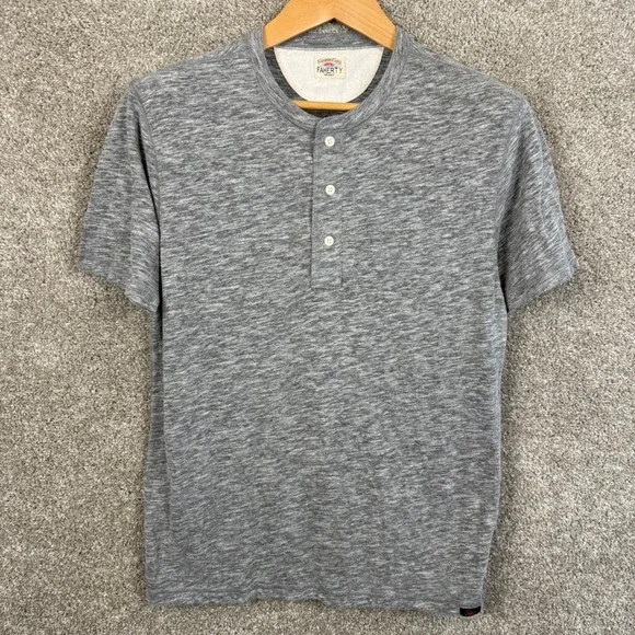 Faherty Brand Mens Small Heathered Gray Short Sleeve Henley Shirt Cotton Blend - Picture 2 of 6